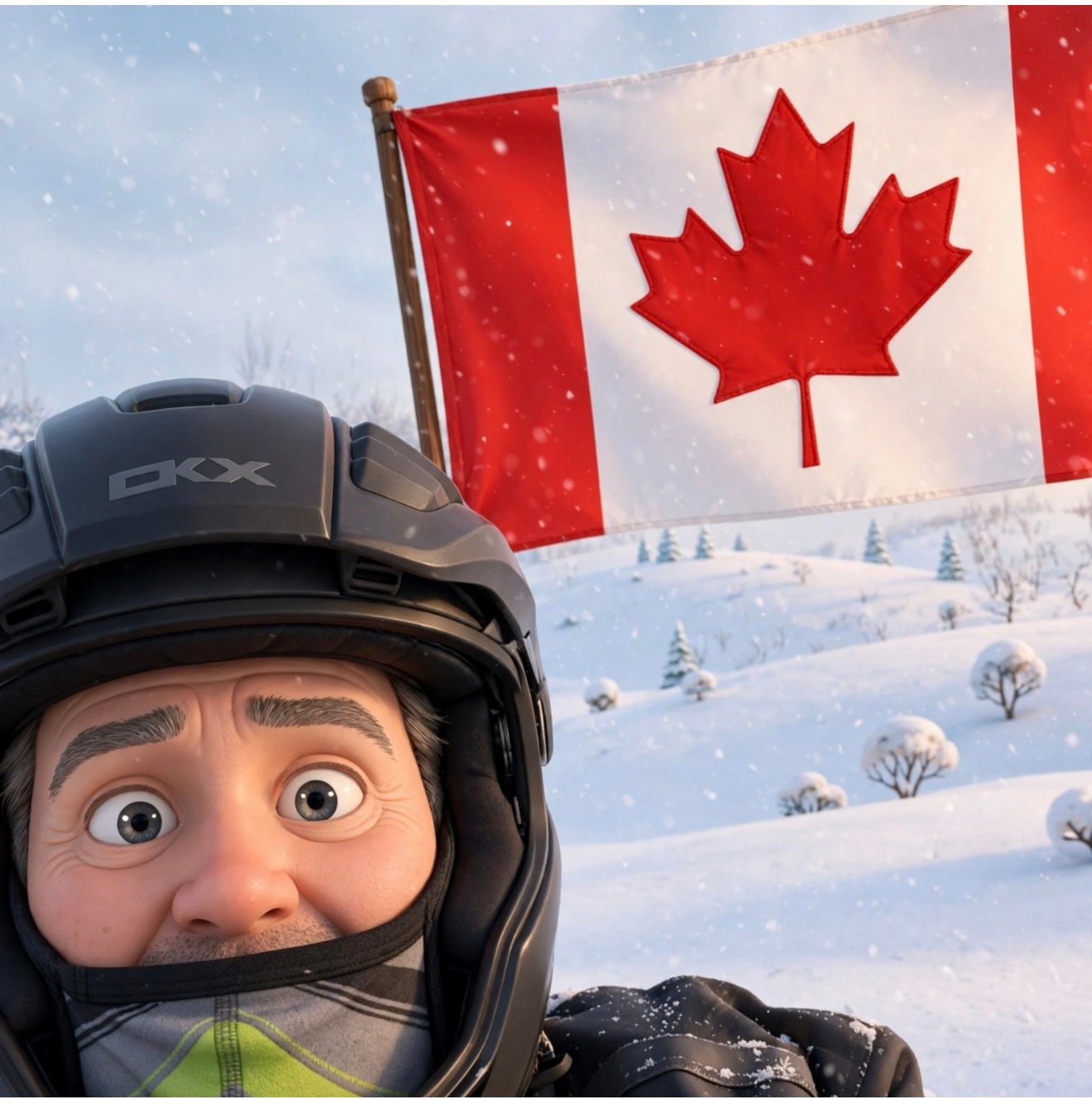 Stylized portrait of Doug, a proud Canadian, with the Canadian flag